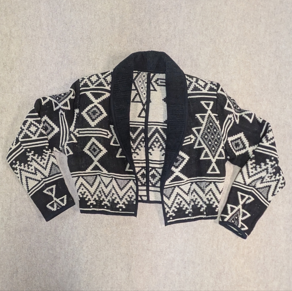 Gorgeous Hand Woven Carpet Tapestry Cardigan Jacket Southwest Aztec Design M/L